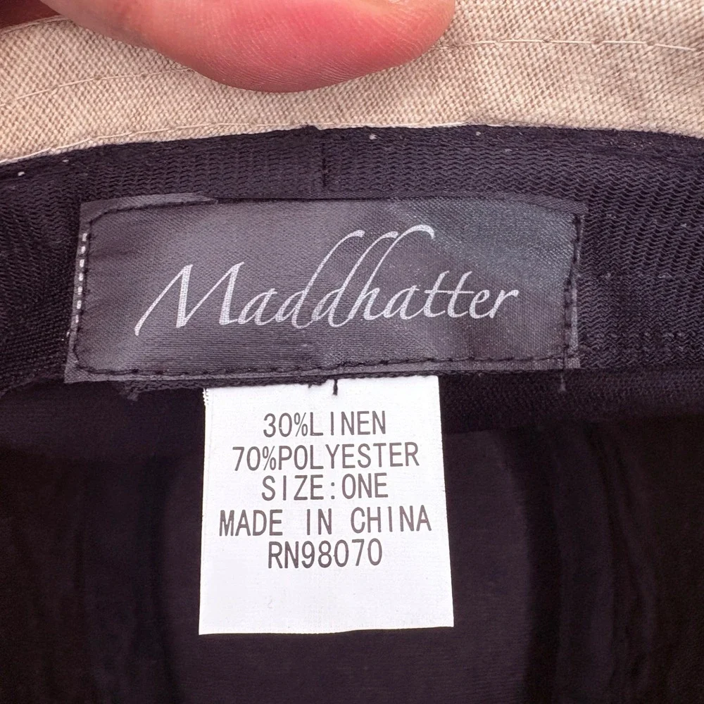 Madd Hatter Women's Beige Linen Blend Fedora Hat One Size‎ Floral Accent NWT